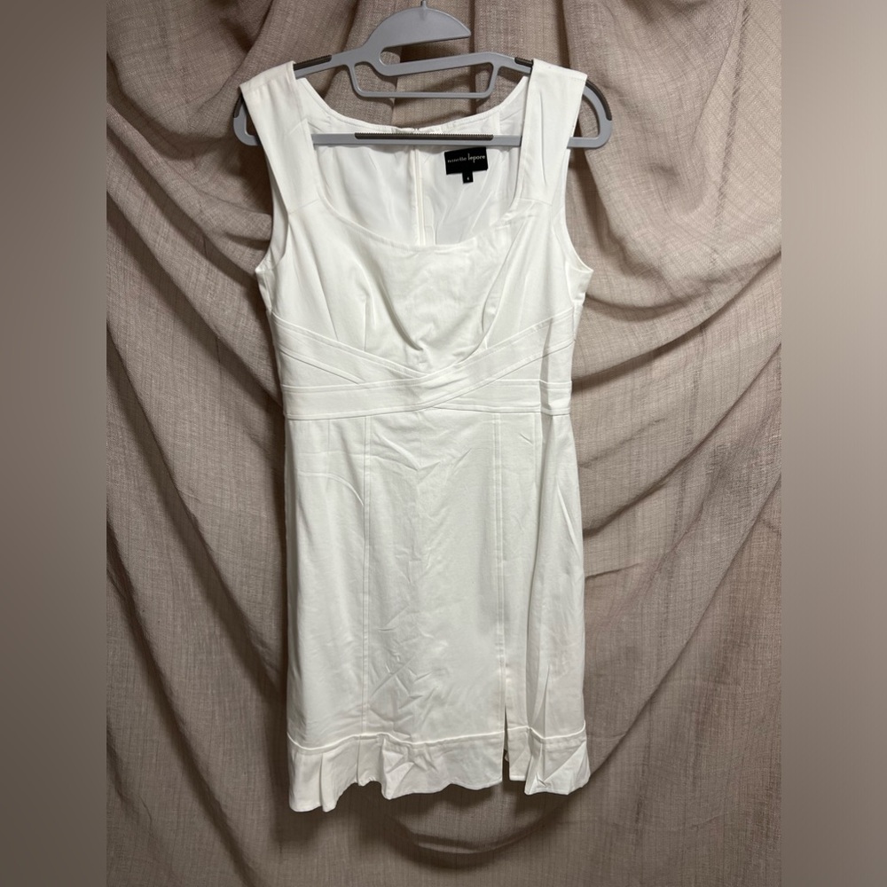 Nanette Lepore | white sleeveless empire waist canvas cotton blend dress
